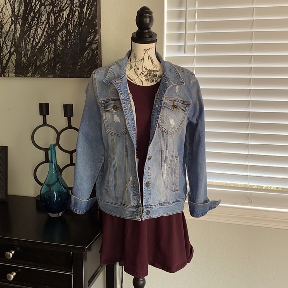 Leith Jackets & Blazers - LEITH Distressed Denim Jacket M